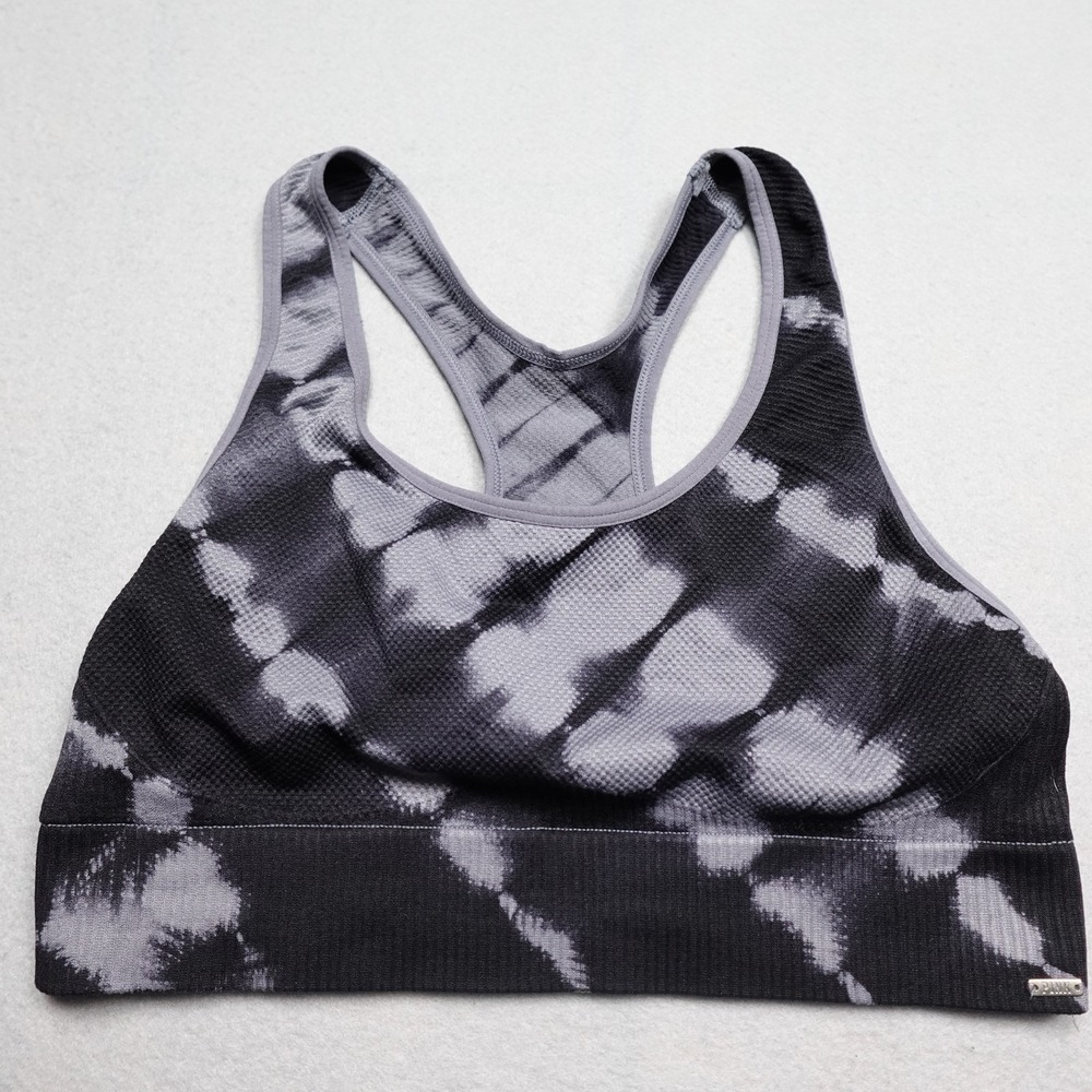 PINK ACTIVE Bra Womens M Black Tie Dye Sports Bra Mesh Racerback Yoga Athletic